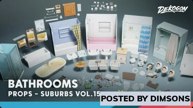 Unreal Engine Props Suburbs VOL.15 - Bathroom (Nanite and Low Poly) v5.4
