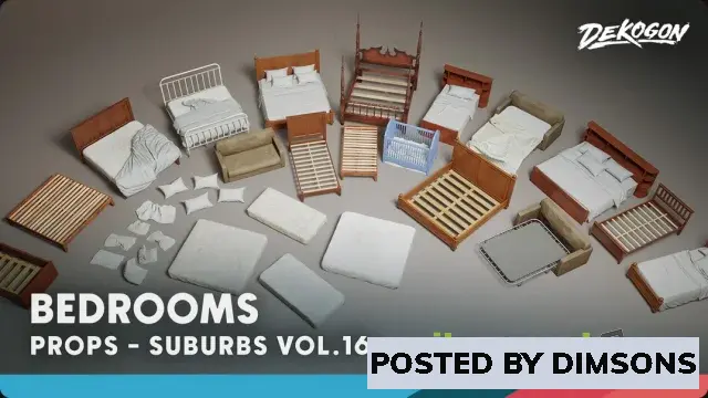Unreal Engine Props Suburbs VOL.16 - Bedroom (Nanite and Low Poly) v5.4